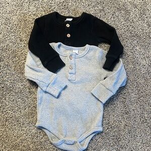 Cozy Black and Gray Kids Onesie Set